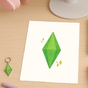 Plumbob Art Download - Sims-inspiriertes Digitales Poster | Gamer Raum Dekor | Secret Sims Society Pastell Plumbob Druckbare Grafik