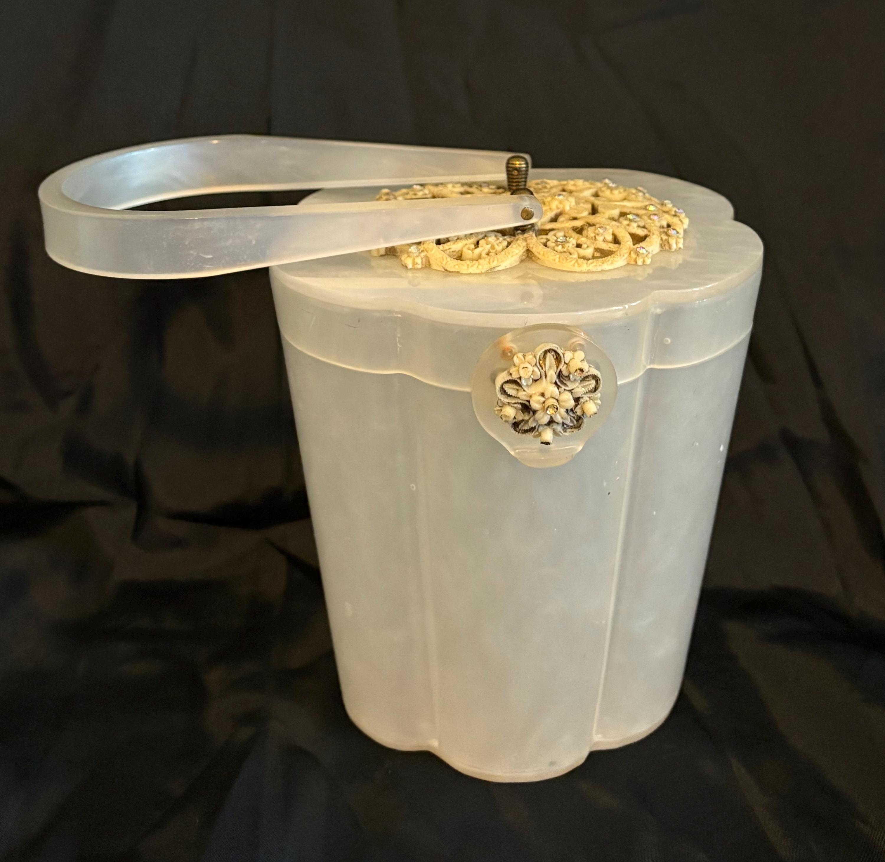 Wilardy white marble Lucite bag