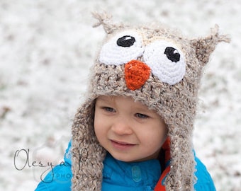 Download PDF crochet pattern 001 - Owl hat with scarf