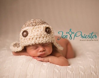 Download PDF crochet pattern 022 - Aviator hat - Multiple sizes from newborn through age 4