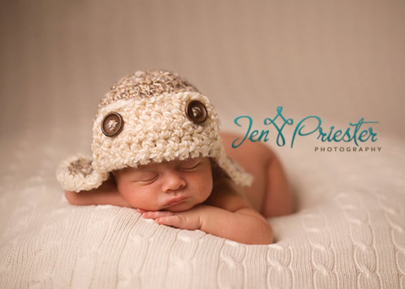 Download PDF crochet pattern 022 Aviator hat Multiple sizes from newborn through age 4 image 1