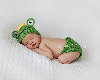 Download PDF crochet pattern - Frog hat and diaper cover - Photography Prop