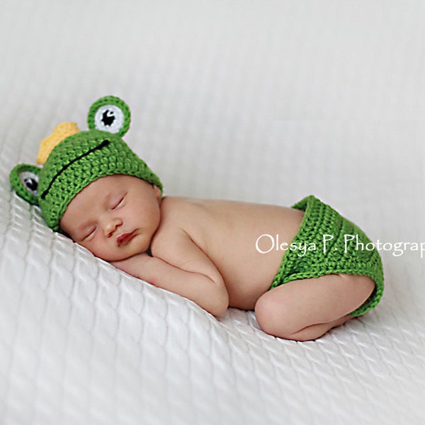 Download PDF crochet pattern - Frog hat and diaper cover - Photography Prop