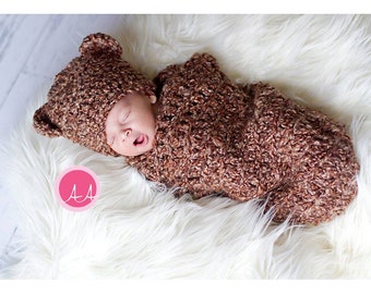 Download PDF crochet pattern s010 - Newborn Baby-bear Hat and Cocoon