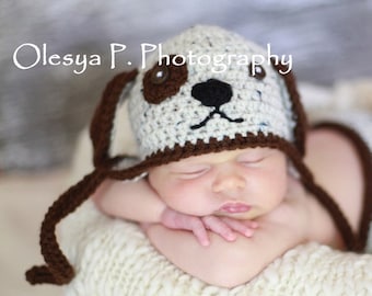 Download PDF crochet pattern 055 - Puppy hat - Multiple sizes from newborn through age 4