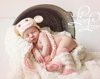 Download PDF crochet pattern - Sock monkey hat and leg warmers