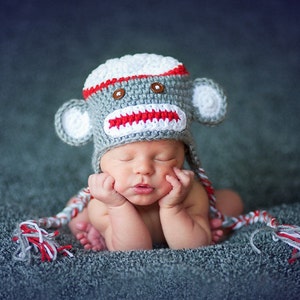 Download PDF crochet pattern Sock Monkey hat and diaper cover Photography Prop image 2