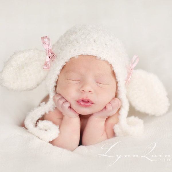 Download PDF crochet pattern 038 - Lil' Lamb bonnet