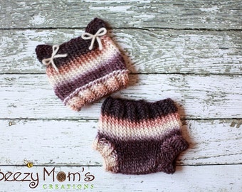 Download PDF knitting pattern k-31 - Newborn Kitty hat and diaper cover