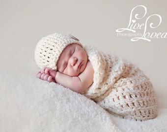 Download PDF crochet pattern s009 - Newborn Chunky beanie and cocoon - Photography prop