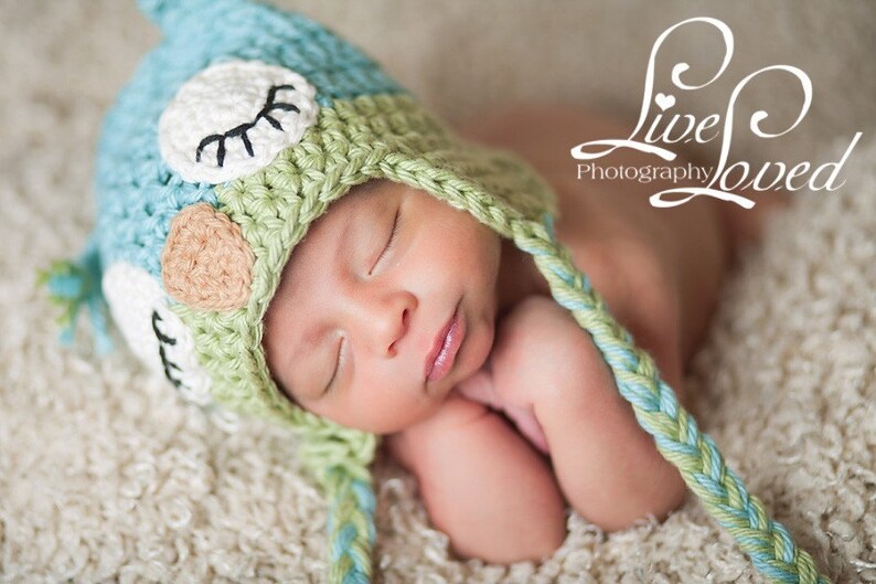 Download PDF crochet pattern 009 Sleepy Owl hat Multiple sizes from newborn through age 4 image 2