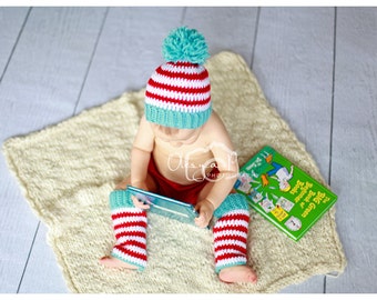 Download PDF crochet pattern s018 - Stripe pom pom hat and leg warmers