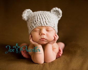 Download PDF knitting pattern k-01 - Newborn Baby-bear hat, Baby Bear hat