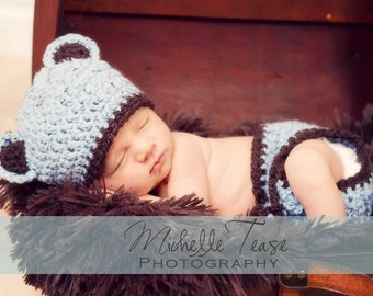 Download PDF crochet pattern - My Little Bear hat and diaper cover - Photography Prop