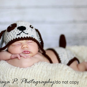 Download PDF crochet pattern - Puppy hat and diaper cover