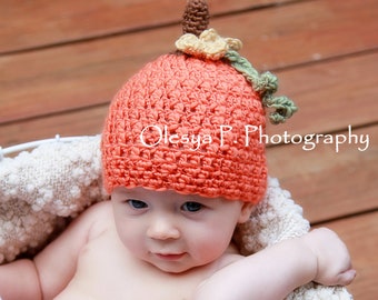 Download PDF crochet pattern 053 - Lil' Pumpkin hat - Multiple sizes from newborn through 4 years old