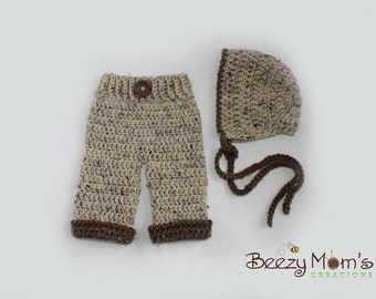 Download PDF crochet pattern s015 - Newborn classic bonnet and pants