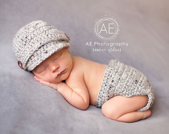 Download PDF crochet pattern - Visor hat and diaper cover - Photography Prop