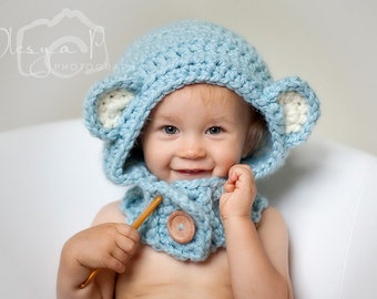 Download PDF crochet pattern s020 - Bear hood cowl - ONE SIZE toddler/child