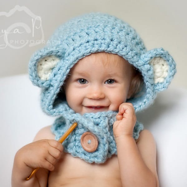 Download PDF crochet pattern s020 - Bear hood cowl - ONE SIZE toddler/child