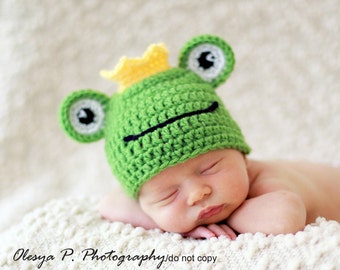 Download PDF crochet pattern 043 - Frog hat - Multiple sizes from newborn through 12 months