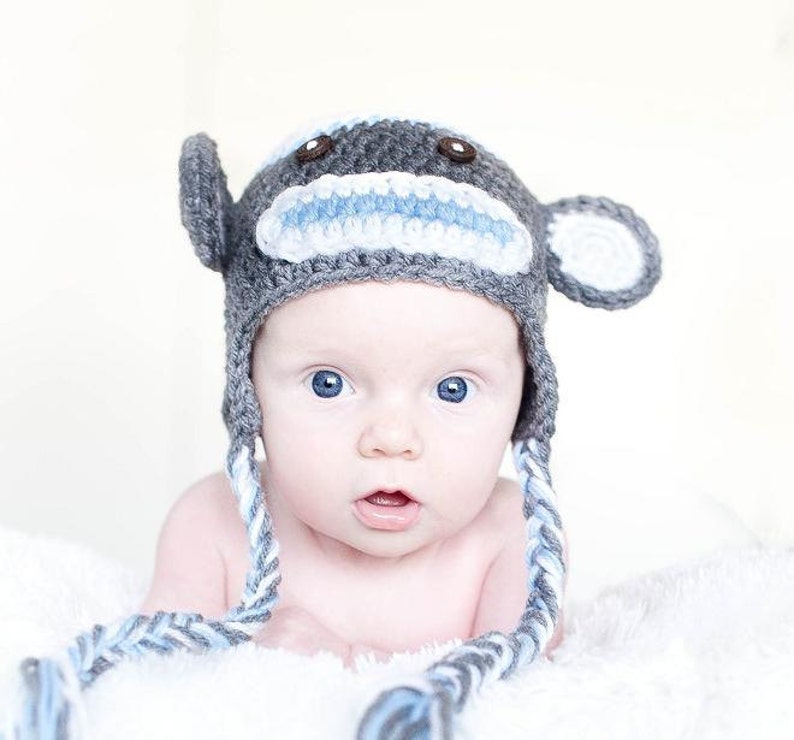 Download PDF crochet pattern Sock Monkey hat and diaper cover Phography Prop image 3