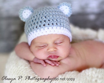 Download PDF crochet pattern 041 - Kitty hat - Multiple sizes from newborn through age 4