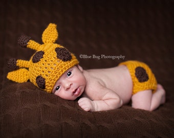 Download PDF crochet pattern - Giraffe beanie and diaper cover