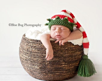 Download PDF crochet pattern 025 - Christmas Elf hat with bells - Multiple sizes from newborn through 12 months