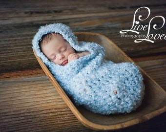 Download PDF crochet pattern s004- Newborn Hooded Cocoon