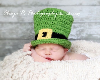 Download PDF crochet pattern 033 - Lil' Leprechaun hat and bow (tie) - Sizes newborn and 0-3mo