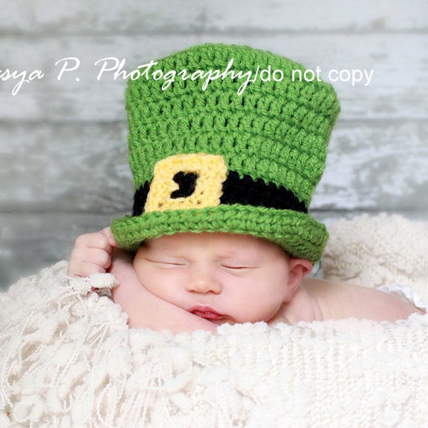 Download PDF crochet pattern 033 - Lil' Leprechaun hat and bow (tie) - Sizes newborn and 0-3mo