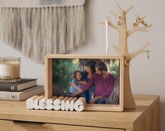 Unique Tree Branch Design Photo Frame with Integrated Jewelry Stand
