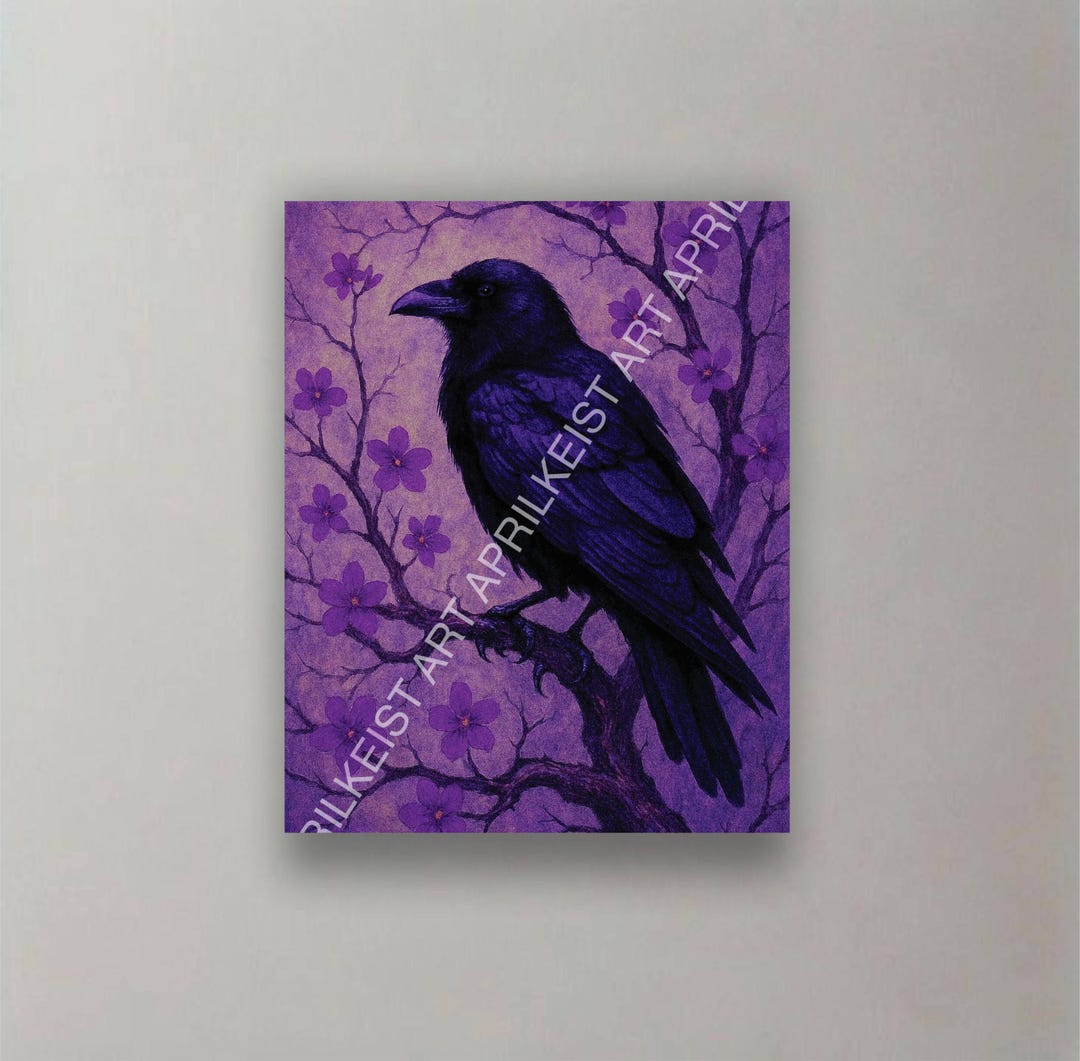 The Crow | 8x10 | Black Crow | Black and Purple | Crow in Tree | Raven ...