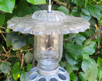 Mason Jar Bird Feeder Repurposed Chicken Feeder Glass Vintage Garden Art