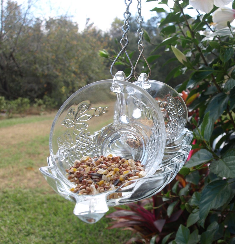 Vintage Punch Cups Hanging Bird Feeder Glass teacup repurposed Etsy