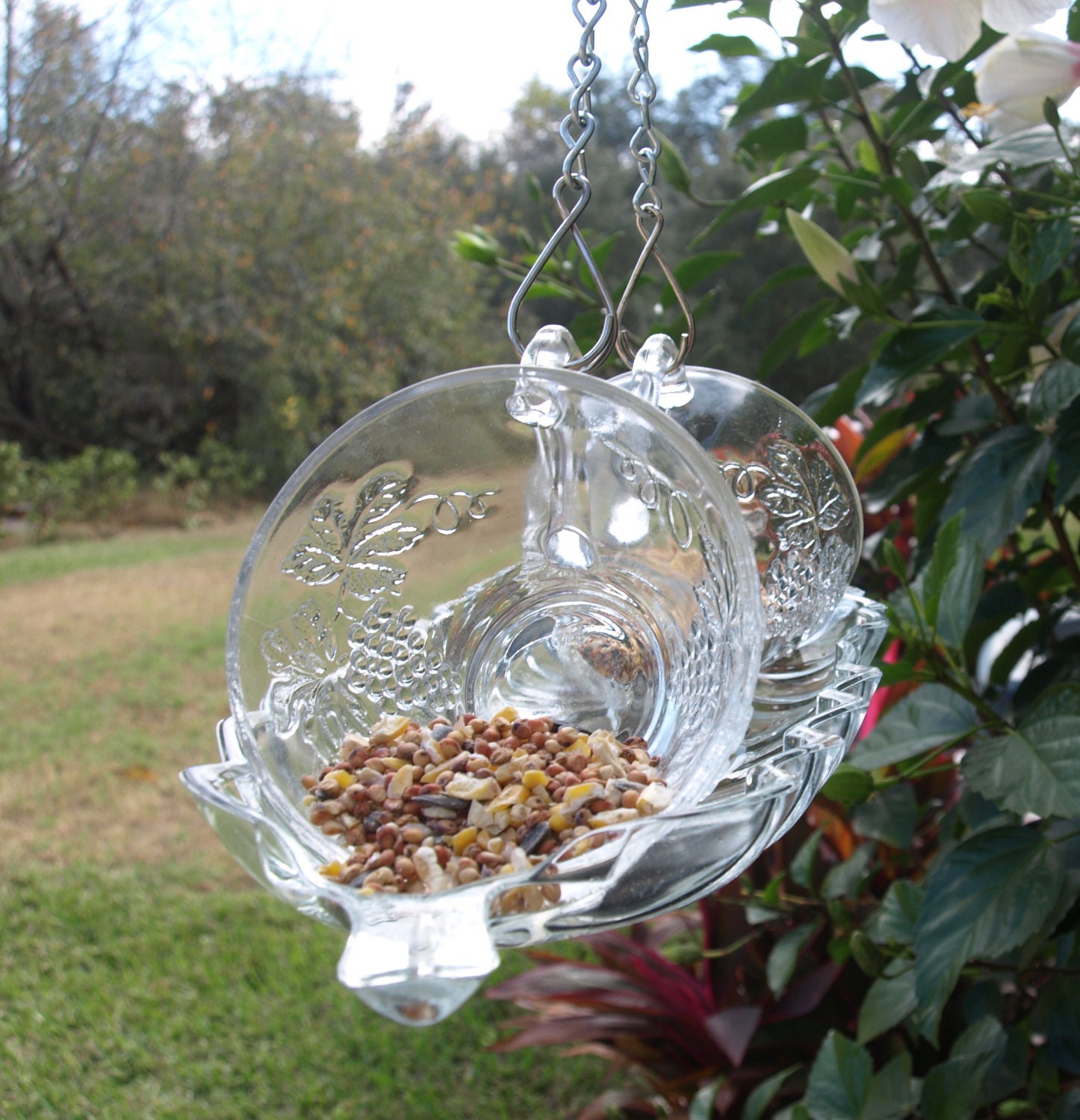 Vintage Punch Cups Hanging Bird Feeder Glass teacup repurposed Etsy