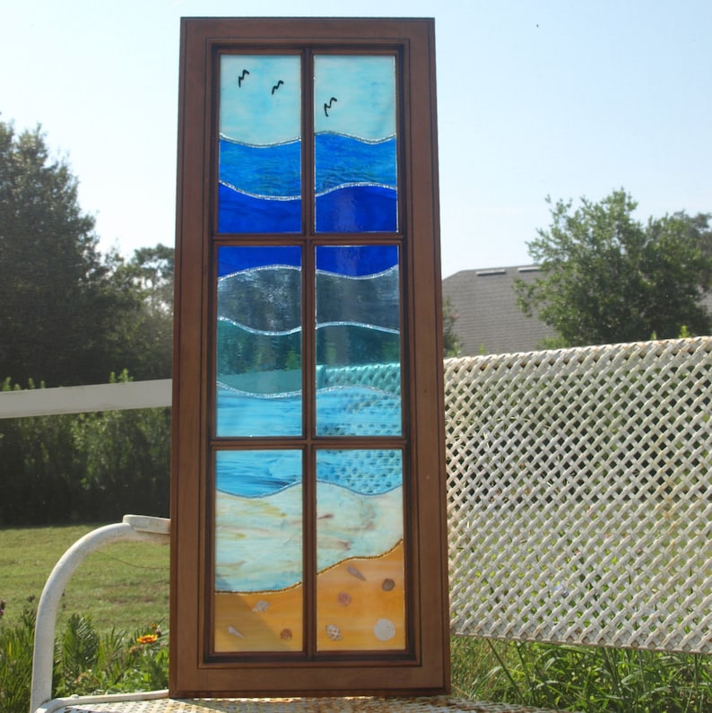 Stained Glass Mosaic Wood Door Repurpose serenity Etsy