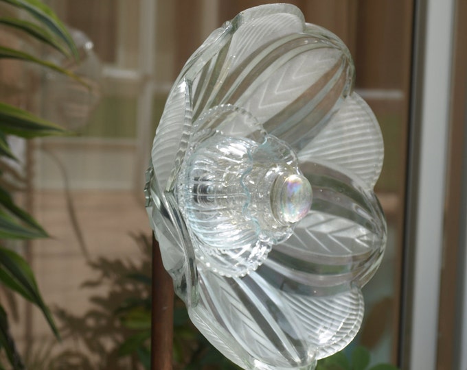 Vintage Repurpose Glass Plate Flower Light Shade Clear Glass Etsy