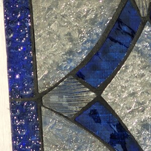 Stained Glass Mosaic Blue Victorian Window Repurpose Frame image 9