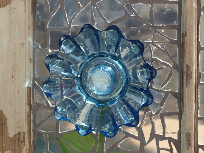 Repurpose Stained Glass Mosaic Window Glass Plate Flowers Etsy