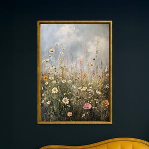 Wildflower Field Canvas Art: Botanical Meadow Print, Farmhouse Decor