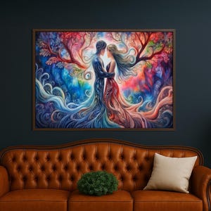 Tree of Life Couple Canvas Art: Romantic Soulmate Embrace