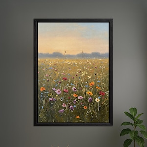 Wildflower Oil Painting Print: Spring Cottagecore Canvas Wall Art