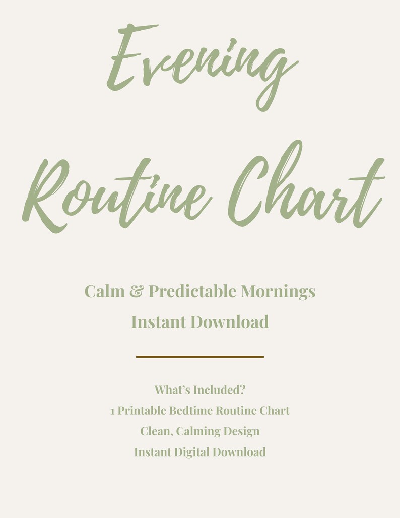 Gentle Bedtime Routine Chart for Kids, Visual Schedule, Toddler ...