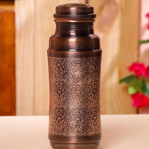 Large Antique Engraved Pure Copper Water Bottle - 1300 ml. Step into a Healthier Life.