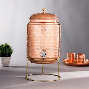 Hand Hammered Copper Water Dispenser with Stand - 5L/10L/18L