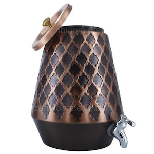 10L Copper Water Dispenser: Diamond Pattern Antique Finish