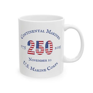 U.S. Marines 250th Mug - Marine Corps Pride, Veteran Gift, 4th of July, USMC Mug, USA Flag Design