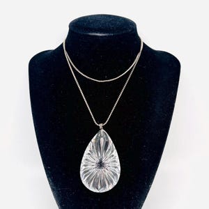 Large WATERFORD Sterling Silver Faceted Crystal Necklace Signed Vintage Jewelry